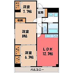 東武宇都宮線 東武宇都宮駅 バス20分 桜通十文字下車 徒歩2分 4階/-