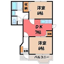 メゾン・パークYK 2DKの間取図画像