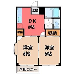 エルディム花月 2DKの間取図画像