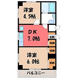 シンフォニックガーデン宇都宮駅西 2DKの間取図画像