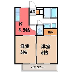 陽だまりハイツ2000A 2Kの間取図画像