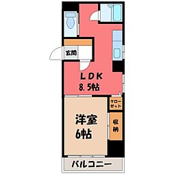 ランドパレス宇都宮平成通り 1LDKの間取図画像