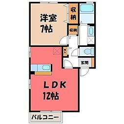 パレットB 1LDKの間取図画像