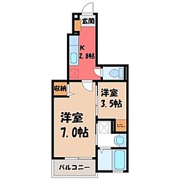 ヴィラ・ロイヤル1 2Kの間取図画像