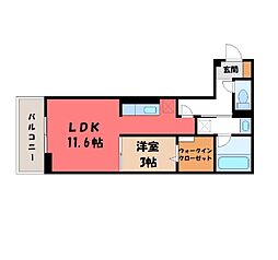 D-blanc 1LDKの間取図画像