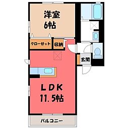 グローリーハイム 1LDKの間取図画像