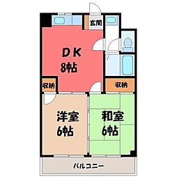 リーブルコーポ1 2DKの間取図画像