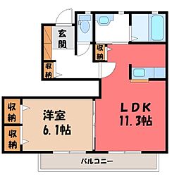 プライマリー今宮台 1LDKの間取図画像