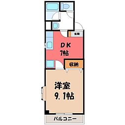 ウィンズ杉 1DKの間取図画像
