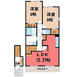 プロムナード高田B 2LDKの間取図画像