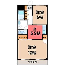 林ハイツ 2Kの間取図画像