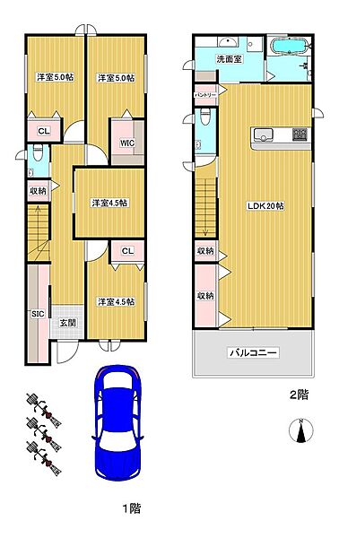 【間取りプラン図】自由設計のため、間取りの変更が可能◎