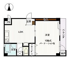 虎丸ビル 1LDKの間取図画像