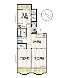 ノーブルハイツB棟 3DKの間取図画像