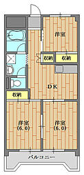 グリーンハイツ大泉　206号室 2階3DKの間取り