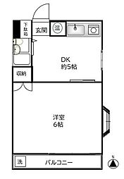 アーバンシティ曽池 1DKの間取図画像