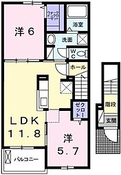 グレイ砥堀 2LDKの間取図画像
