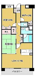 ラヴィーヌ砥堀 2SLDKの間取図画像