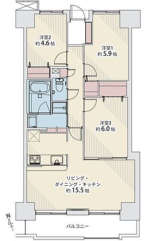 間取り グリーンキャピタル長町II 4階/412