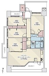 Ｄ’レスティアブランオーブ新田東 401 4LDKの間取り