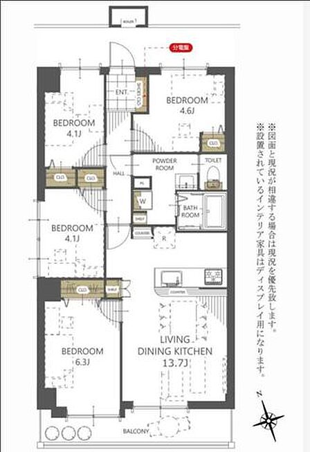 3階南西角部屋住戸につき、陽当り通風良好です。各居室に収納完備しているので、お荷物が多いご家庭も安心ですね♪