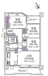 ライオンズマンション愛宕大橋リバーサイド 3LDKの間取図画像