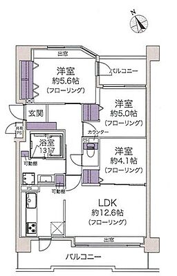 間取り ライオンズマンション愛宕大橋リバーサイド 13階/-