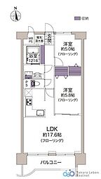 チサンマンション花京院 2LDKの間取図画像
