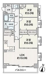 ナイスアーバンステイツ柏木 3LDKの間取図画像