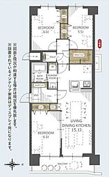朝日プラザ柏木E棟 3LDKの間取図画像