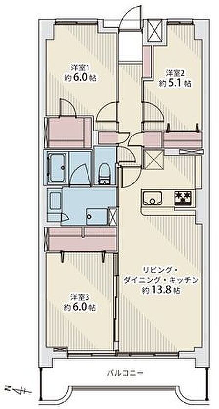 全居室5.0帖超え+WICなど豊富な収納+窓付で風通しも良好。食洗器など設備も整った充実環境です◎