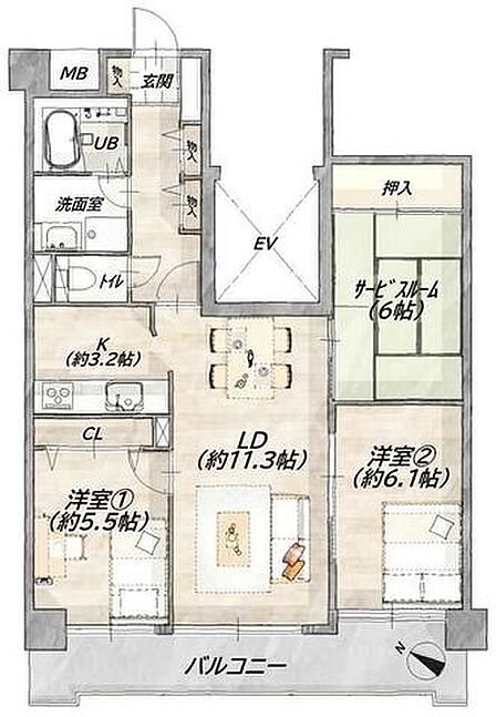 リビングから各居室へ繋がる間取りで、日常の中で自然と家族の会話が生まれる住空間です。