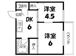 ハイツ日経 2階2DKの間取り