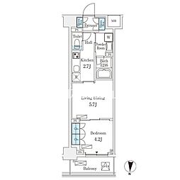 フロンティアレジデンス錦糸公園 2階1LDKの間取り