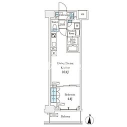 フロンティアレジデンス錦糸公園 6階1LDKの間取り
