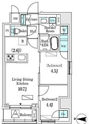アスマチメゾン両国I 7階2LDKの間取り