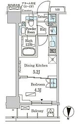 パークアクシス両国スクエア 7階1DKの間取り