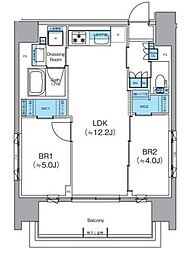 クレヴィアリグゼ錦糸町 8階2LDKの間取り