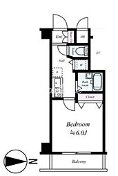プレール・ドゥーク亀戸III 3階1Kの間取り