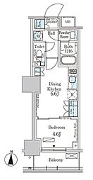 パークアクシス錦糸公園 6階1DKの間取り