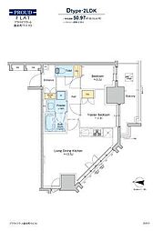 プラウドフラット錦糸町ウエスト 12階2LDKの間取り