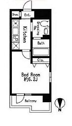 ドゥーエ西大島II 10階1Kの間取り