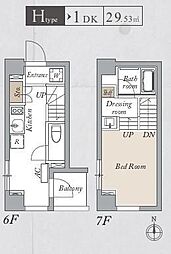 プライマル両国ＥＡＳＴ 6階1DKの間取り