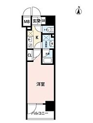 アビタ住吉 7階1Kの間取り