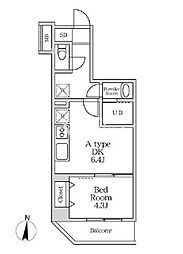 ラヴィエール錦糸公園 5階1DKの間取り