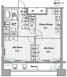 レジディア錦糸町II 10階2DKの間取り