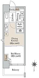 カバナ錦糸町 1DKの間取図画像