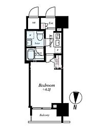 ライズコート東京イースト 1Kの間取図画像