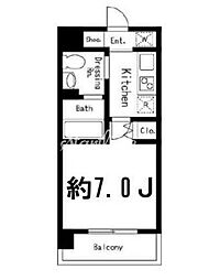ドゥーエ西大島2 1Kの間取図画像