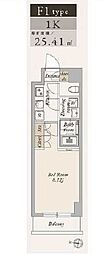 ラドゥセール大島 1Kの間取図画像